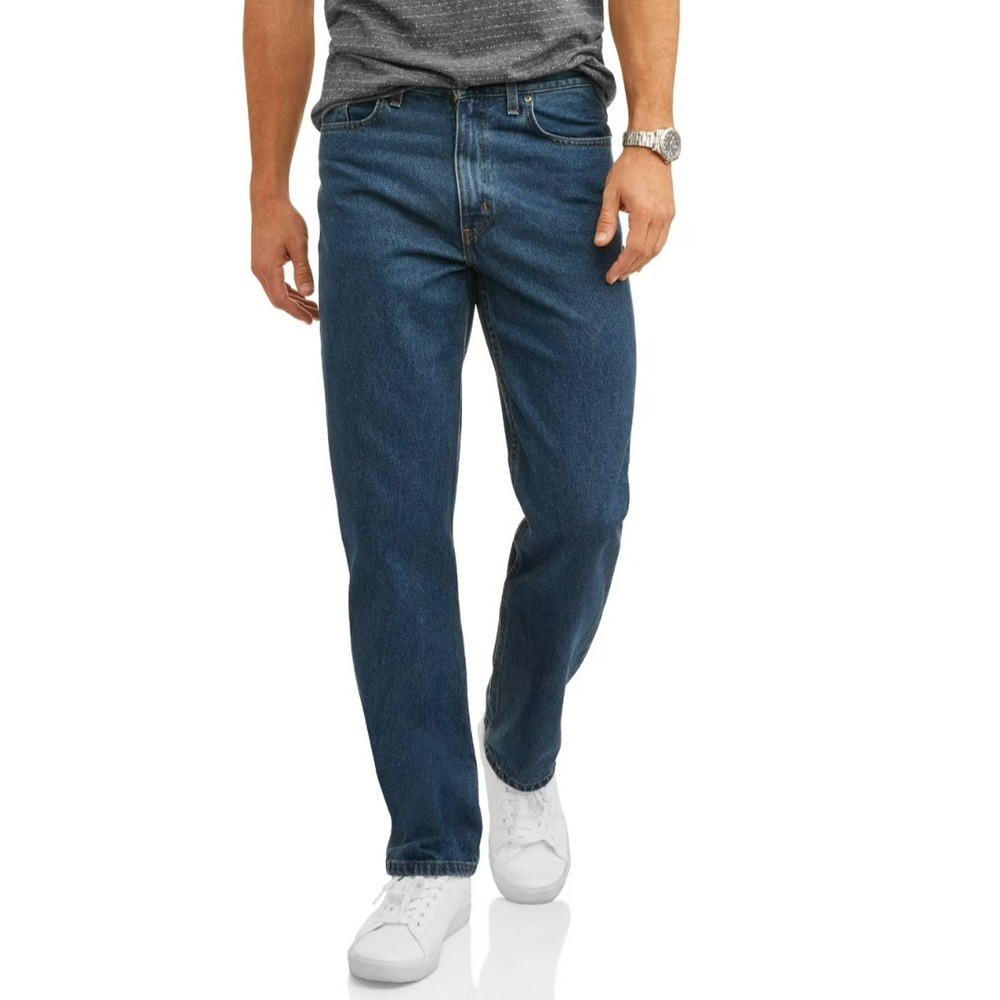 George Mens 100% Cotton Relaxed Fit Jeans Medium Wash Size 42 x 30